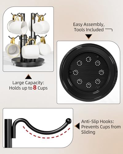 8-Hook 360° Rotating Large Coffee Mug Tree - Image 4