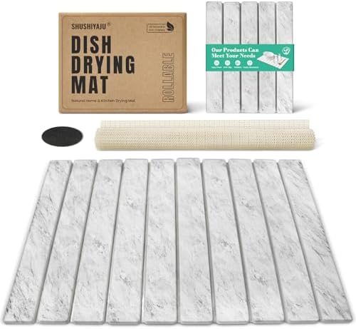 Stone Dish Drying Mat Collapsible Diatomaceous Earth Absorbent Mat Quick Dish by SHUSHIYAJU