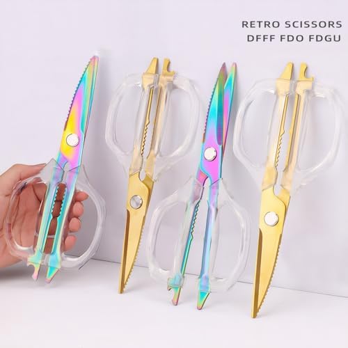 Jasni Transparent Handle Stainless Steel Sharp Powerful Kitchen Scissors - Image 2