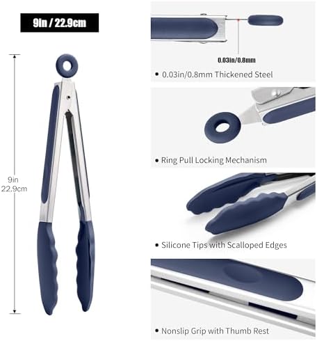 Doosu Kitchen Tongs with Silicone Tips - Image 2