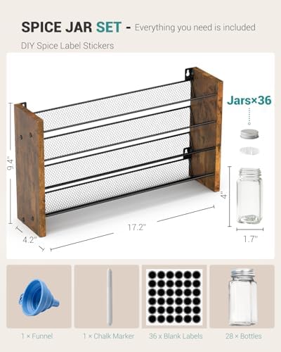 Spice Rack Organizer with 36 Glass Jars, - Image 2