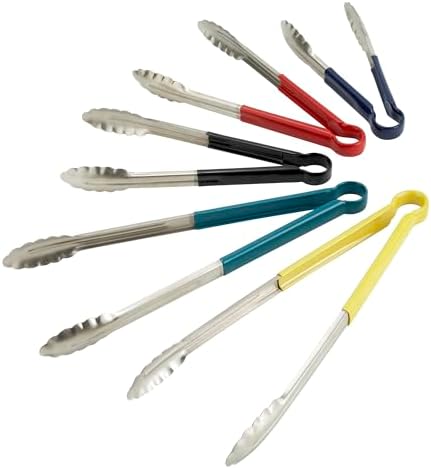 Winco 12" Red Plastic Serving Tongs - Image 2