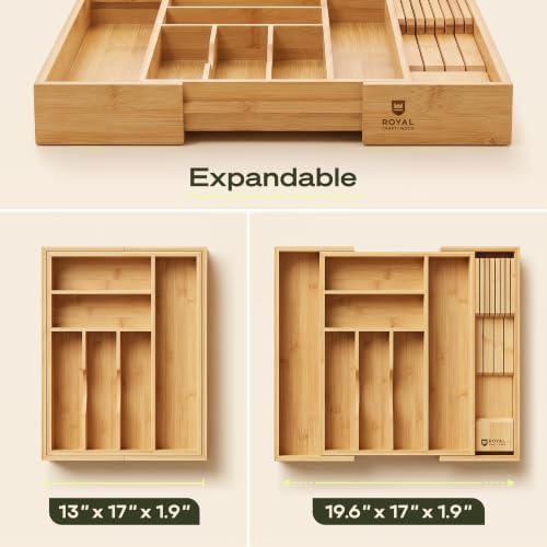 Drawer Organizer for Kitchen Organization – Expandable Bamboo Silverware Drawer - Image 2
