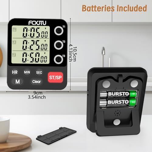 Digital Dual Kitchen Timer, 3-Channel Triple Magnetic Countdown - Image 6