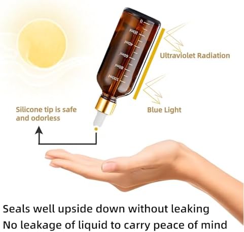 Amber Glass Dropper Bottle 3.4 oz, 2x100ml Amber Brown Glass Eye Dropper Bottles - Image 4