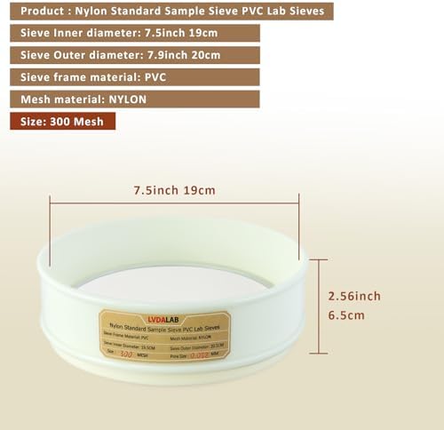 7.9" PVC Lab Sieve, Nylon Mesh, 300 Mesh Screen Sifter - Image 2