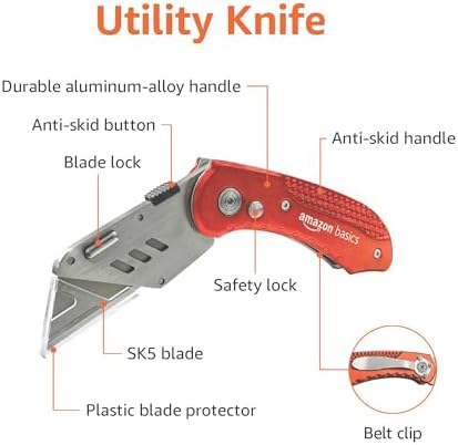 Amazon Basics Folding Utility Knife Box Cutter - Image 2