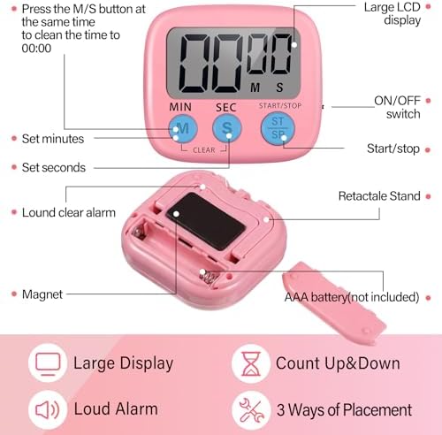 Weewooday 24 Pcs Digital Kitchen Timer Magnetic LCD Alarm - Image 3