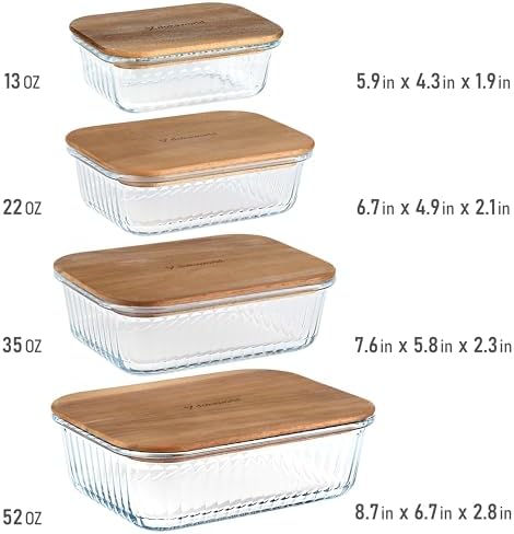 Ribbed Glass 4 Stackable Meal Prep Containers - Image 2