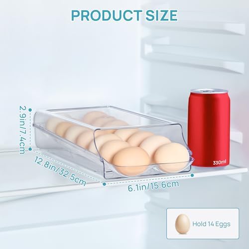 Vtopmart 1 Pack Egg Holder for Fridge, Automatic Rolling Egg Container - Image 2