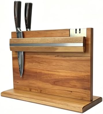 Solid Acacia Wood Magnetic Knife Holder by SEGGDFQ