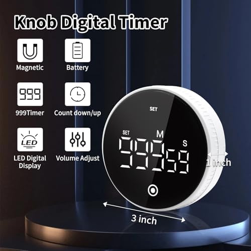 Digital Kitchen Timer, Magnetic Visual Countdown Countup Timer - Image 3