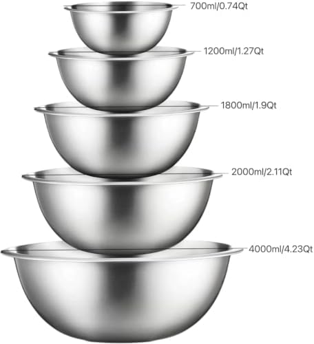 5‑Piece Stainless Steel Mixing Bowls Set, - Image 2