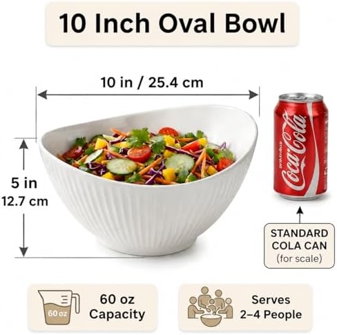 60oz Large Ceramic Salad Bowl - Image 2