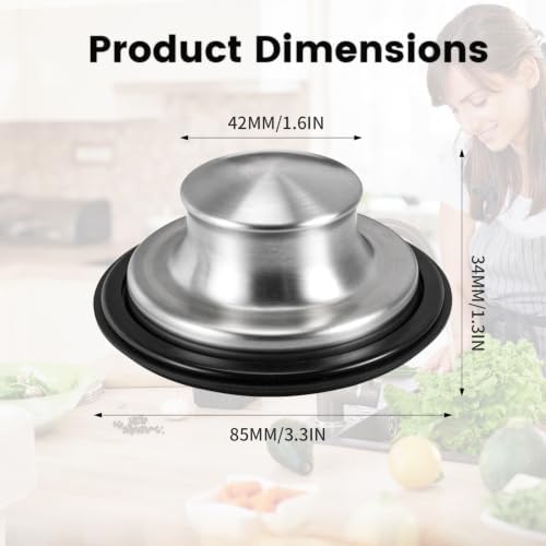 Garbage Disposal Sink Stopper 3.3 Inch, 2 Pack Stainless Steel Kitchen Drain - Image 6