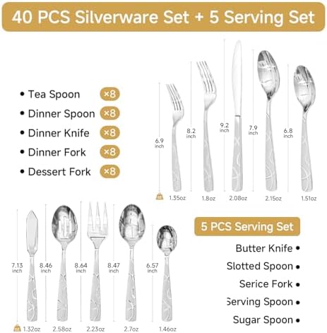 HIKAA Silverware Set, 45-piece Silverware Set - Image 3