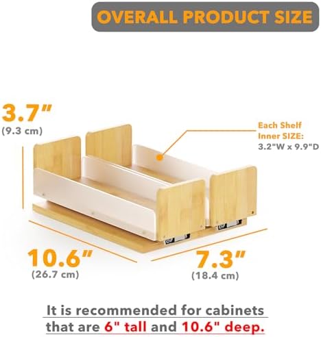 SpaceAid Bamboo Pull Out Spice Rack Organizer - Image 3