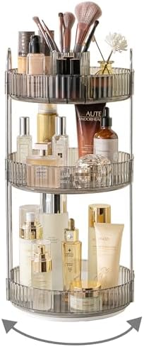 Asayuee 360 Rotating Makeup Organizer, 3 Tier Large Capacity Make Up Organizers by Asayuee
