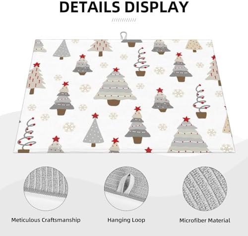 Absorbent Dish Drying Mat For Kitchen Counter, Christmas Tree Microfiber Dish - Image 3