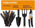 Fiskars 4-Piece Tool Set, Pruning Shears, Cultivator & L/XL Gloves by Unknown