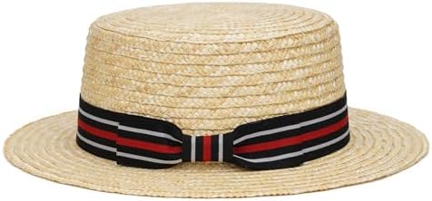 Daesan Boater Hats for Men Women Straw Skimmer Hat Wide Brim Halloween by Daesan