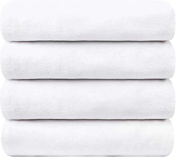 JML Microfiber Towels, Bath Towel Set - Extra Large, Soft, Absorbent, Fast Drying for Adult, Hair, Swimming, Fitness, Sport, Yoga, 4 Pack, 27" x 55", White