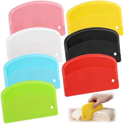 7Pcs Dough Scraper, Flexible Plastic Bench Bowl Scraper by Unknown