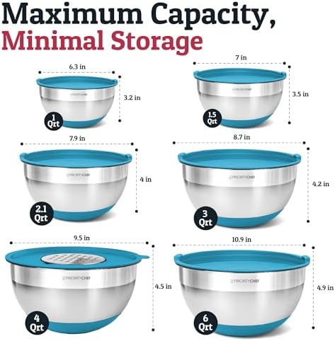 PriorityChef 6pc Stainless Steel Mixing Bowls - Image 2