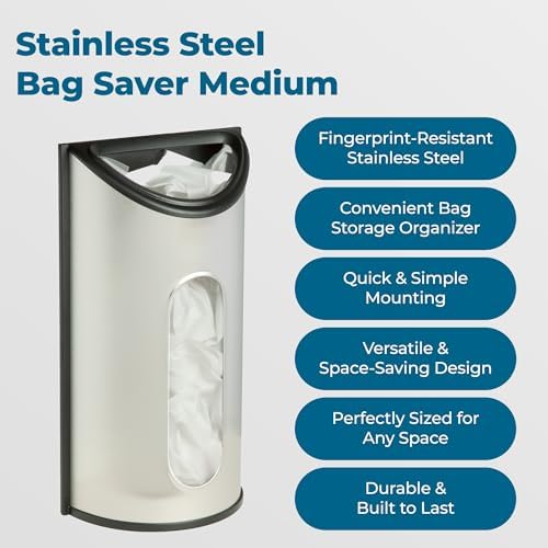 Honey-Can-Do Stainless Steel Plastic Bag Saver & Trash Bag Dispenser, - Image 3