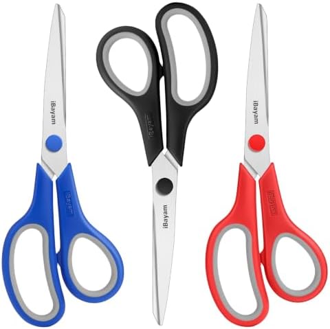 iBayam 8.5" Household Scissors All Purpose 3 Pack by iBayamDirect