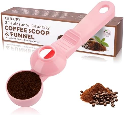 2 Tbsp Coffee Scoop with Built-in Funnel, Mess-Free Ground Coffee by CEILUPY