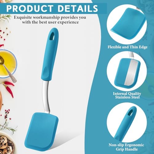 Small Silicone Spatula Mini Silicone Cookie Spatula, Light Blue - Image 3