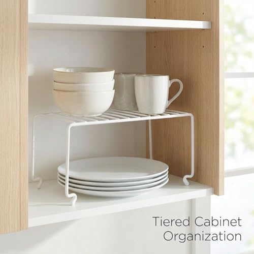 4-Pack Small White Stackable Shelf Organizer Rack, Wire Shelf Rack - Image 6