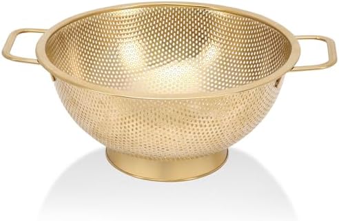 Gold Strainer for Kitchen, Stainless Steel Colander by Kteniy