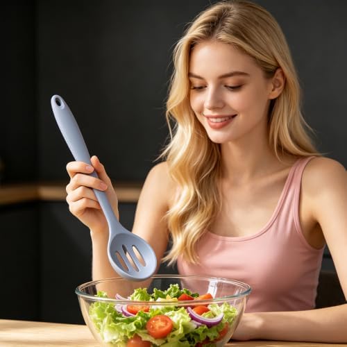 4Pcs Silicone Slotted Spoons Mixing Serving Spoons - Image 7