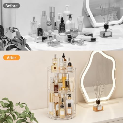 360 Rotating Makeup Organizer, Skincare Perfume Holder, 3 Tier 9inch - Image 4