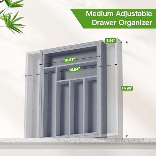 Pipishell Bamboo Expandable Silverware Drawer Organizer - Image 2