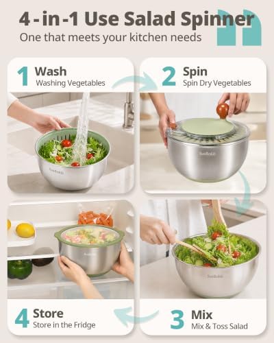 Stainless Steel Salad Spinner - Image 2