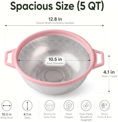 HiramWare Stainless Steel Colander - Image 2