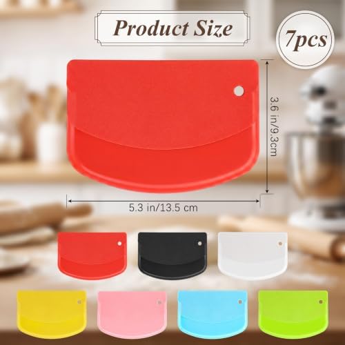 7Pcs Dough Scraper, Flexible Plastic Bench Bowl Scraper - Image 2