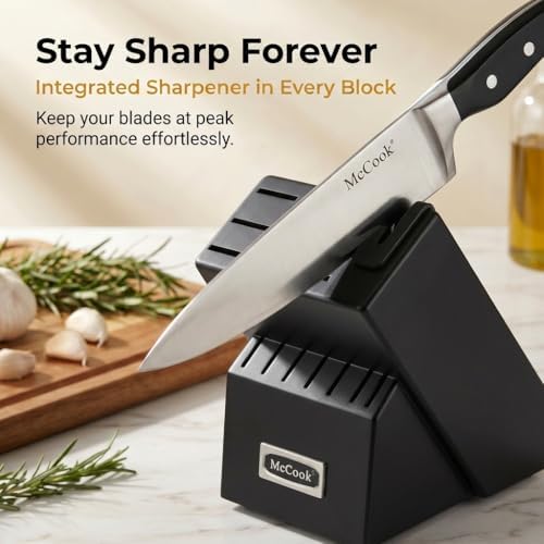 McCook Kitchen Knife Set 20PC Knife Block Set w Built-in Sharpener - Image 3