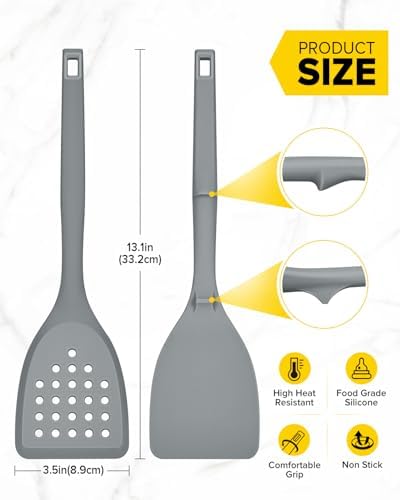 BUNDLEPRO Silicone Spatula, Solid & Slotted Turner - Image 3