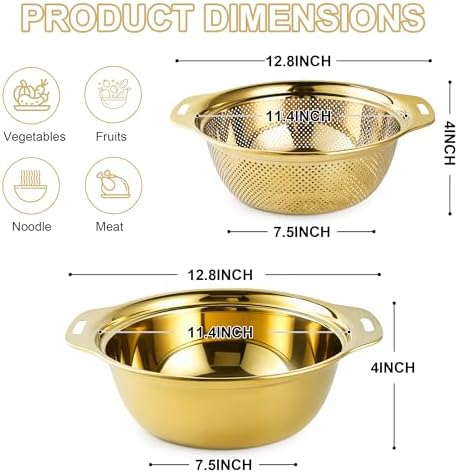 Gulex Colander Stainless Steel 5-quart - Image 2