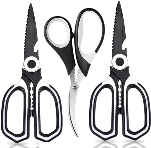 OMDAR 3-Pack Titanium Coated Kitchen Scissors – Rust-Resistant, Includes by OMDAR