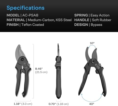 AC Infinity Professional Bypass Steel Pruning Shear 8” - Image 5