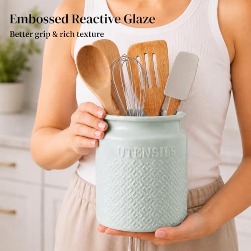 DOWAN 7.2" Large Ceramic Utensil Holder - Image 4