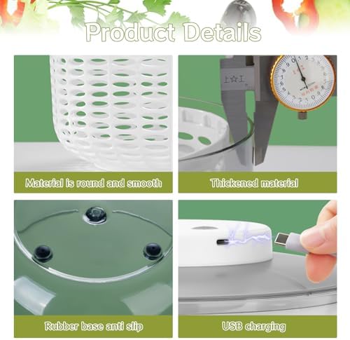 Electric Salad Spinner, 6L Vegetable Washer Dryer - Image 6