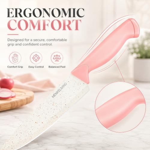 14-Piece Peach Pink Knife Block Set - Image 6
