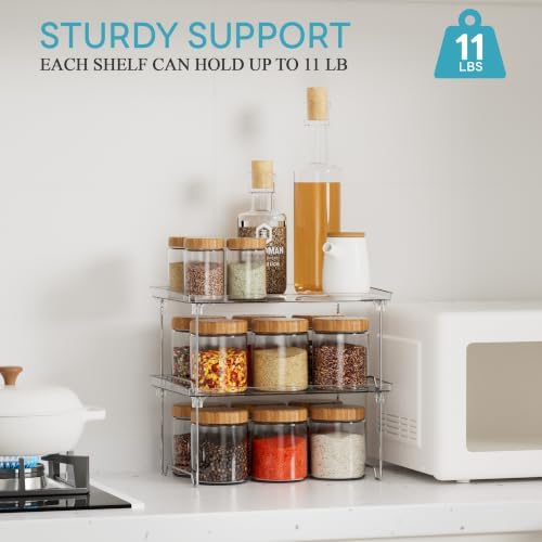 STARLATTA 2 Pcs Cabinet Organizer Shelf, Stackable Kitchen Counter Shelves - Image 5