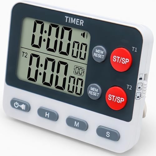 Digital Dual Kitchen Timer, 2 Channels Count UP/Down Kitchen Timer by HomeMall
